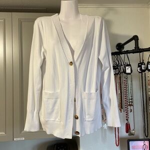 Classic White Women's Cardigan with Button Detail